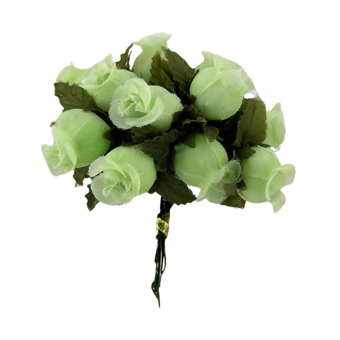 Mint Green Artificial Silk Mini Roses - 12 Dozens, 144 Rosebuds Total