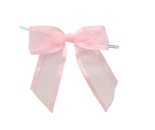 Pre-Tied Pink Organza Bows - 4" Wide, Set of 12