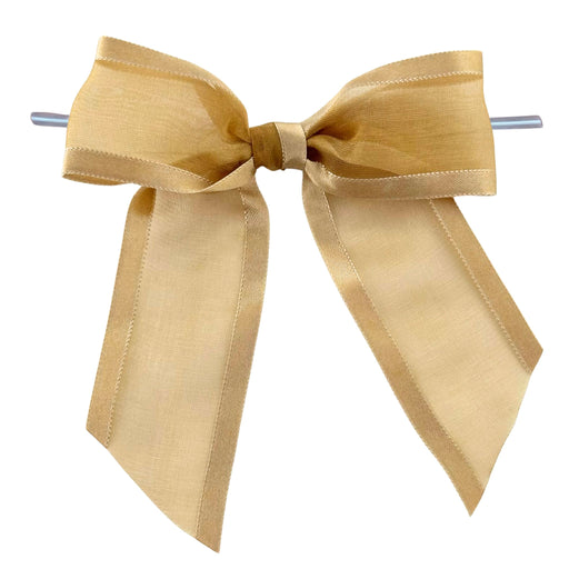 Pre-Tied Gold Organza Bows - 4" Wide, Set of 12