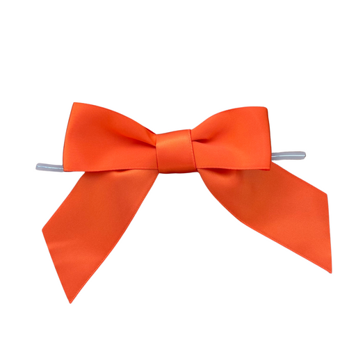 Pre-Tied Orange Satin Bows - 4 1/2" Wide, Set of 12