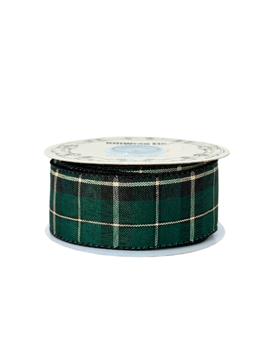 Black and Green Plaid Christmas Ribbon - 1 1/2" x 10 Yards