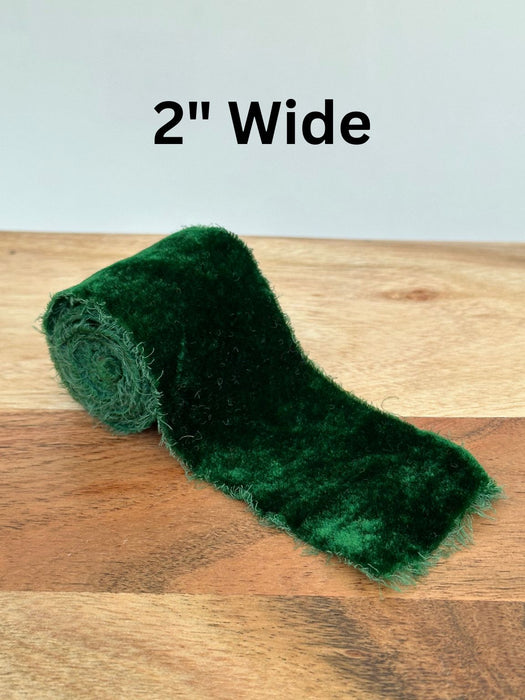 Hunter Green Velvet Ribbon for Crafts - 2" x 1 Yard, 3 Rolls