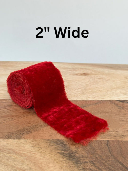 Red Velvet Ribbon for Crafts - 2" x 1 Yard, 3 Rolls, 4th of July, USA 250th Anniversary, Valentine’s Day Wedding Embellishments, Bridal Shower & Reception DIY, Gift Bow & Hair Bows