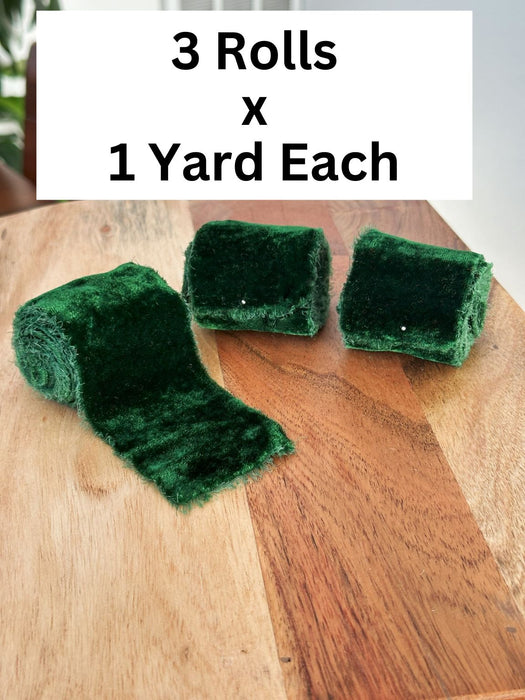 Hunter Green Velvet Ribbon for Crafts - 2" x 1 Yard, 3 Rolls