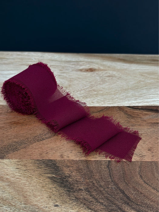 Burgundy Chiffon Ribbon for Crafts - 1 1/2" x 5 Yards, 2 Rolls