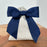 Pre-Tied Navy Blue Satin Bows - 4 1/2" Wide, Set of 12