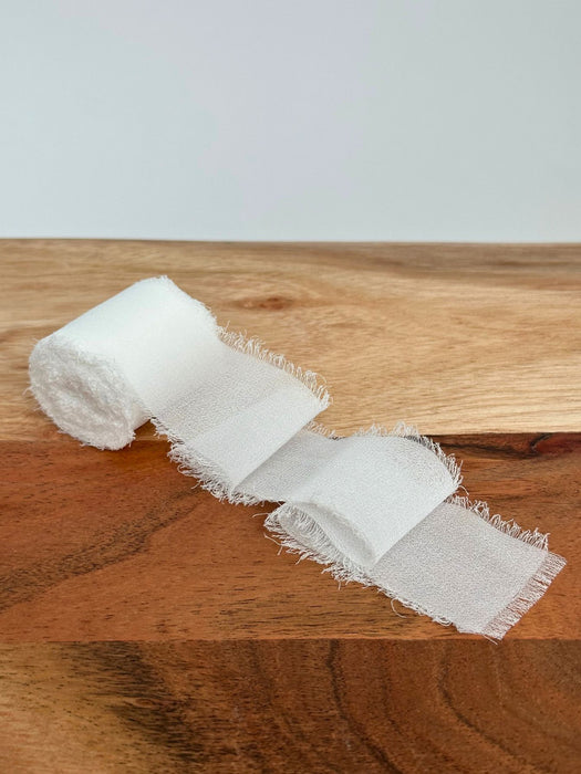 White Chiffon Ribbon for Crafts - 1 1/2" x 5 Yards, 2 Rolls, 4th of July, America’s 250th Birthday, Wedding, Reception, Bridal Shower, Embellishments, DIY, Gift Bow, Hair Bows, School Graduation