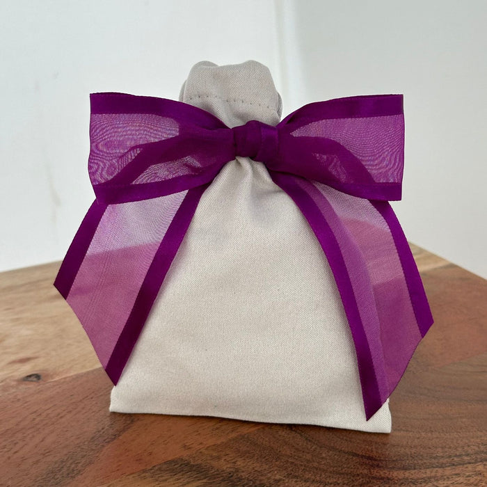 Pre-Tied Purple Organza Bows - 4" Wide, Set of 12