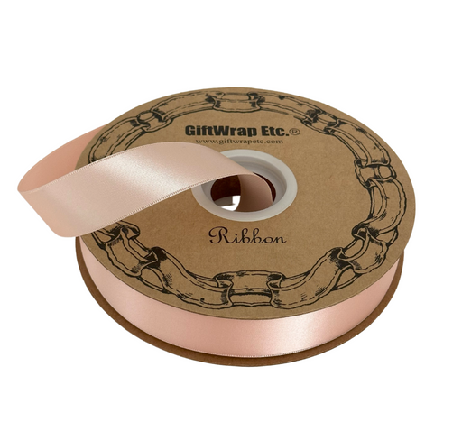 Peach Satin Fabric Christmas Ribbon - 1" x 100 Yards