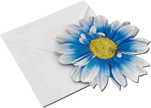 Blue 3-D Flower Pop Up Cards - 4" Wide, Set of 25