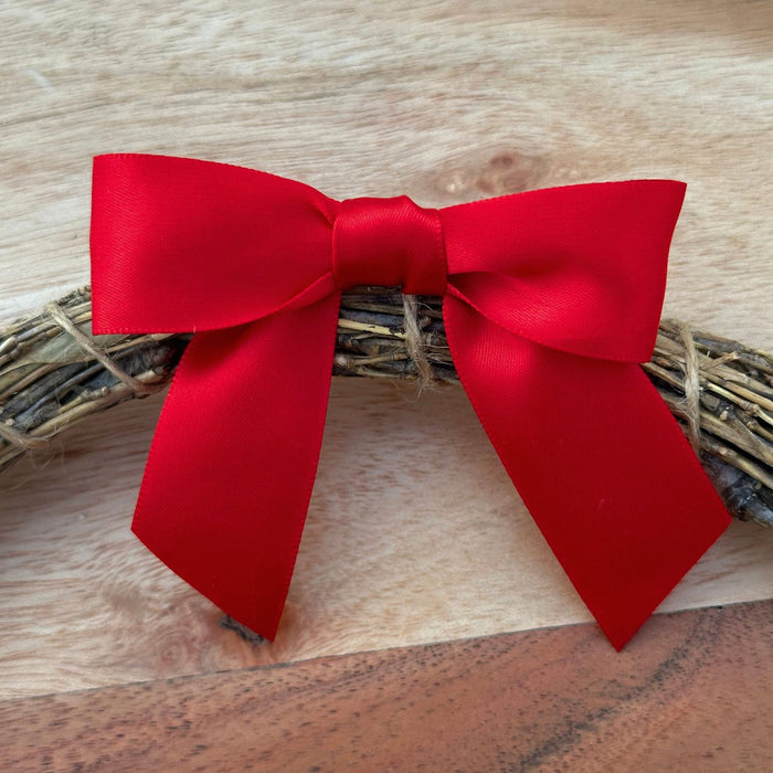 Red Satin Pre-tied Bows - 3" Wide, Set of 10, 4th of July, America 250 Anniversary, Valentine’s Day, Mother's Day, Gift Ribbons, Birthday, Gift Basket, House Warming & Anniversary, Party Decor
