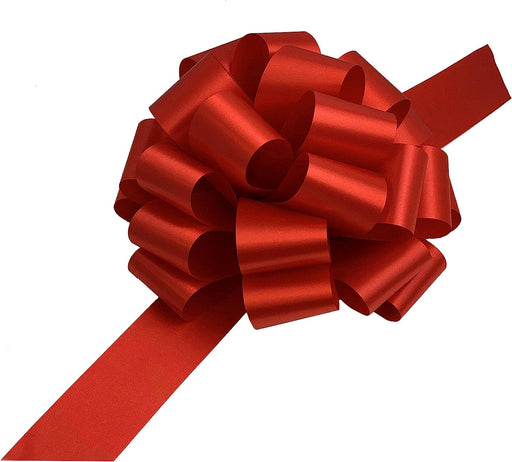 Large Red Ribbon Pull Bows - 9" Wide, Set of 6