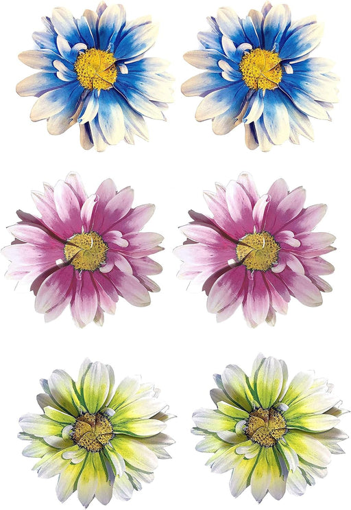 3-D Flower Pop Up Cards - 4" Wide, Set of 6, Blue, Green, Pink