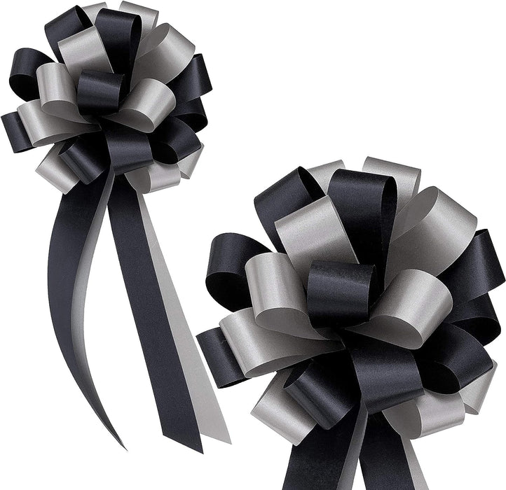 blck and silver wedding bows