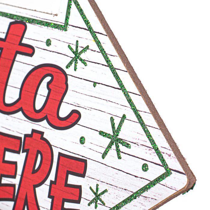 Santa Stop Here Arrow Sign - 16" x 6.5"