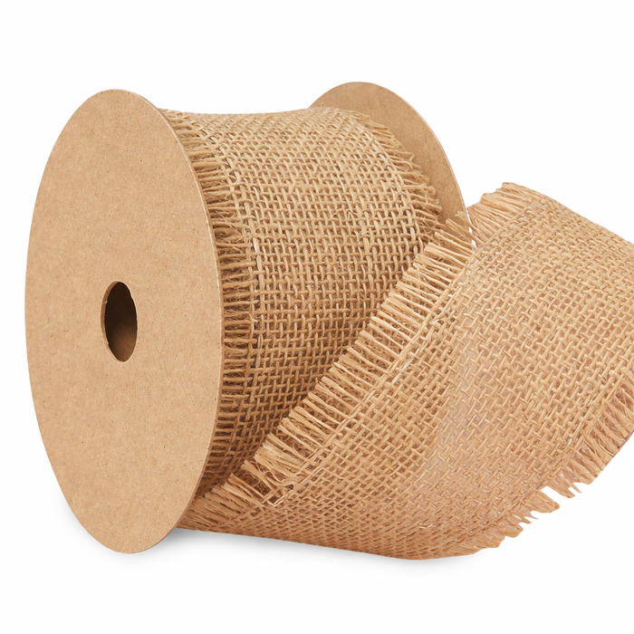 Frayed Edge Burlap Jute Ribbon - 2 1/2" x 10 Yards, Wired Edge, 4th of July, America 250 Anniversary, Faux Burlap, Rustic Wedding, Country Farmhouse Decor, Crafts, DIY, Veterans Day, Hessian Fabric