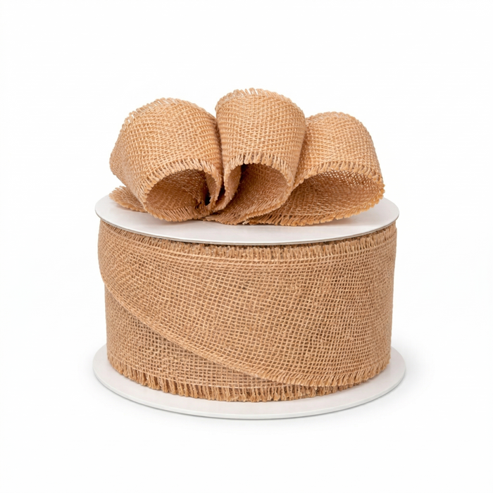 Frayed Edge Burlap Jute Ribbon - 2 1/2" x 10 Yards, Wired Edge, 4th of July, America 250 Anniversary, Faux Burlap, Rustic Wedding, Country Farmhouse Decor, Crafts, DIY, Veterans Day, Hessian Fabric