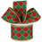 Red Green Harlequin Diamonds Wired Ribbon - 2 1/2" x 10 Yards, Christmas, Gift Wrapping, Gold Edges, Wreath, Garland, Tree Decoration, Fundraiser, Winter Decor