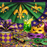 Harlequin Glitter Diamonds Wired Ribbon - 2 1/2" x 10 Yards, Purple & Gold, Emerald Green Accents, Mardi Gras, Easter, Carnival, Argyle, Holiday Garland, Gifts, Wreaths, Bows, Christmas
