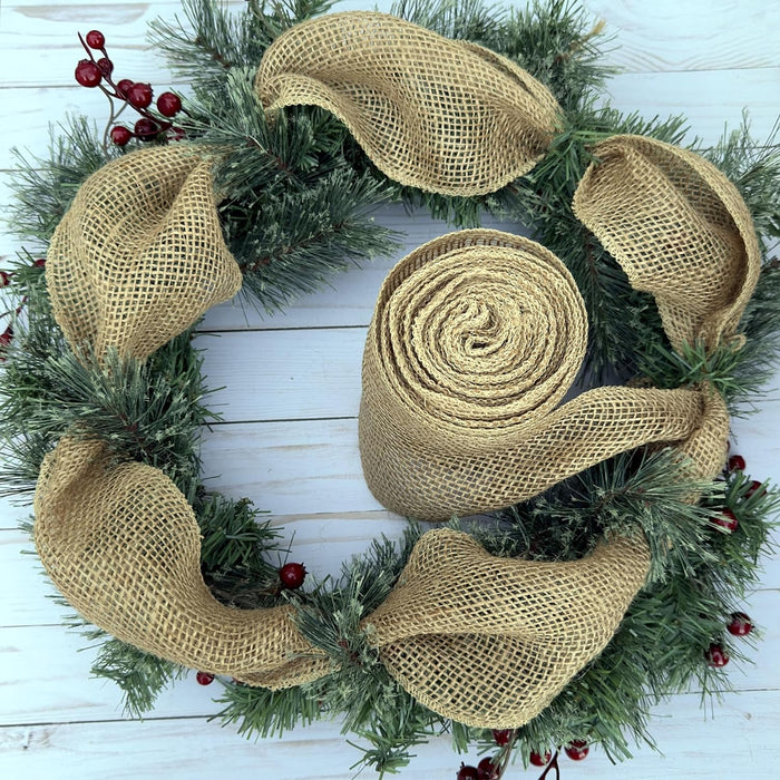 Natural Jute Fabric Burlap Ribbon - 6" x 10 Yards, 4th of July, America 250 Anniversary, Loose Weave Burlap, Patriotic Decoration, Rustic Wedding Embellishments, Farmhouse Decor, Table Runner, Wreath