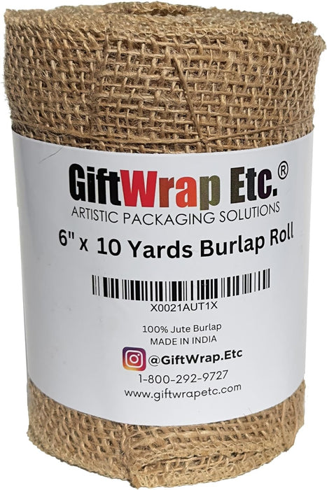 Natural Jute Fabric Burlap Ribbon - 6" x 10 Yards, 4th of July, America 250 Anniversary, Loose Weave Burlap, Patriotic Decoration, Rustic Wedding Embellishments, Farmhouse Decor, Table Runner, Wreath