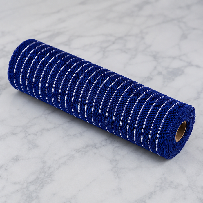Metallic Navy Striped Deco Mesh - 10.25" x 10 Yards, Fall, Election Day, Veterans Day, Hannukah, Christmas, Police Support, Wreath, Gift Wrapping, Patriotic Decor, DIY Crafts