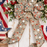 Patriotic Natural Tan Wreath Bow - 10" Wide, 18" Long, Veterans Day, Wired, Red, White & Blue Stars, Farmhouse Country Decoration, USA, 1776, Election Day, Americana