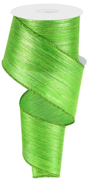 Metallic Lime Green Striped Wired Ribbon - 2 1/2" x 10 Yards, St. Patrick's Day