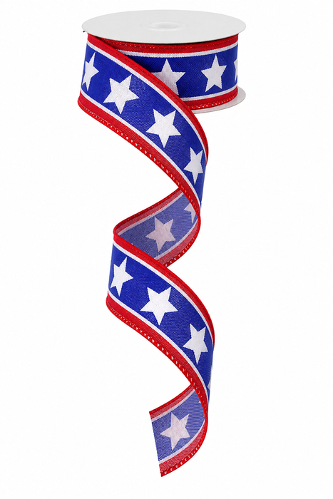 American Stars Patriotic Wired Ribbon - 1 1/2" x 10 Yards, 4th of July, America 250 Anniversary, Gifts, Swags, Garlands, USA, Fundraiser, Labor Day, 1776, Americana, Flag Day, Liberty, Veteran's Day