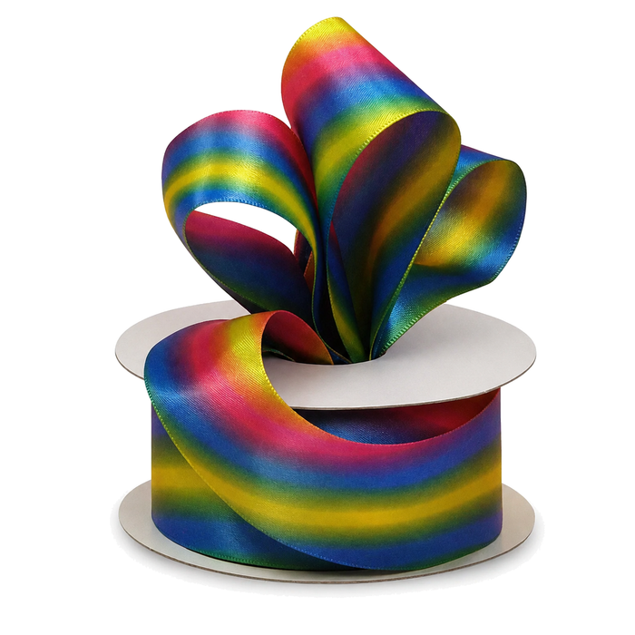 Double Sided Pride Rainbow Swirl Ribbon - 1 1/2" x 10 Yards, Presents, Ribbon for Crafts, LGBTQIA+ Support, Gay Pride, Hair Bows, DIY, Gift Wrapping, Birthday, Christmas