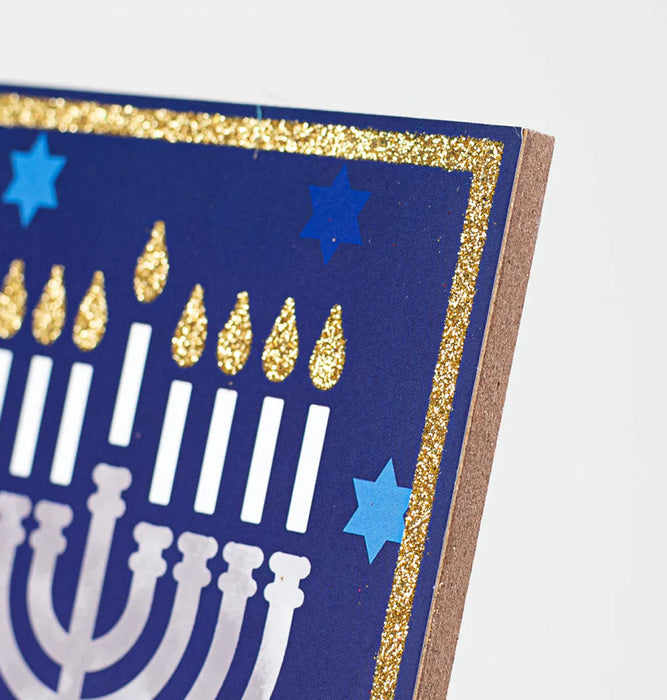 Festive Happy Hanukkah Wooden Sign - 12.5" x 6"