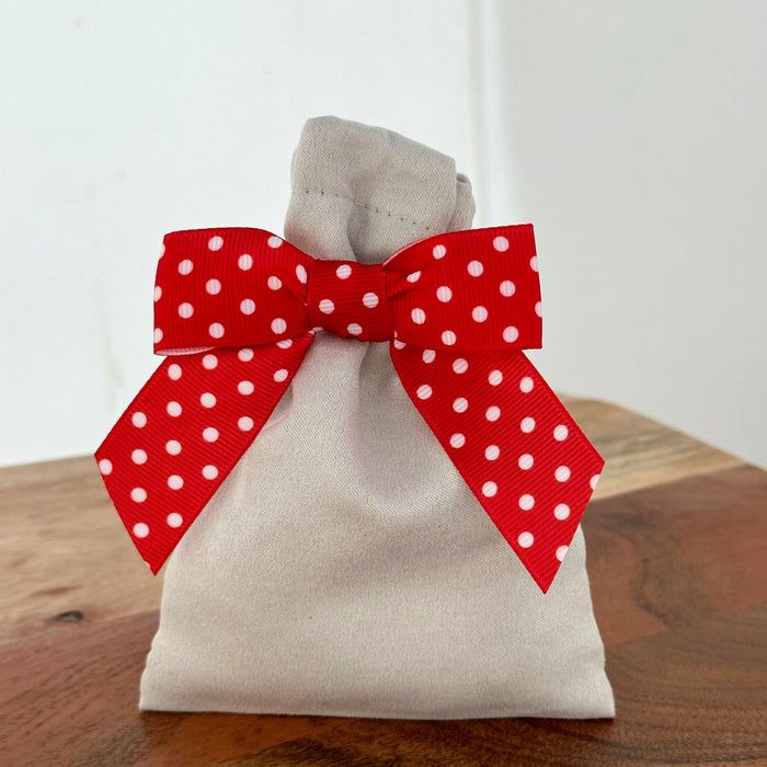 Red & White Polka Dots Pre-Tied Bows - 3" Wide, Set of 12