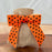 Orange & Black Polka Dots Pre-Tied Bows - 3" Wide, Set of 12