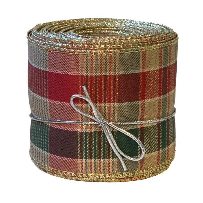 Wired Plaid Christmas Wreath Ribbon - 2 1/2" x 10 Yards