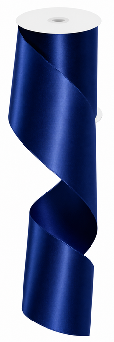 Patriotic Navy Satin Wired Ribbon- 4" x 5 Yards, 4th of July, America 250 Anniversary, Police Support, Father's Day, School Graduation, Wreath, Birthday, Gift Wrap, Election, 1776,  Veterans Day