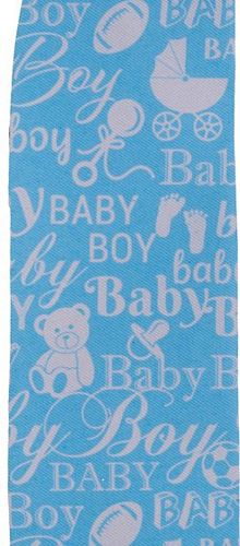 Baby Boy Decorative Wired Ribbon - 1 1/2" x 10 Yards, Fall, Gender Reveal, Baby Shower, Wreath, It's a Boy, Adoption, Welcome Little One, Daycare, Gift Wrapping, Newborn, Christmas