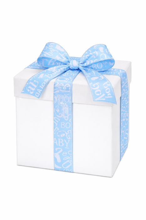 Baby Boy Decorative Wired Ribbon - 1 1/2" x 10 Yards, Fall, Gender Reveal, Baby Shower, Wreath, It's a Boy, Adoption, Welcome Little One, Daycare, Gift Wrapping, Newborn, Christmas