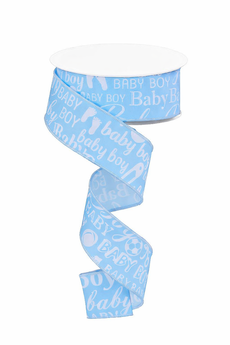 Baby Boy Decorative Wired Ribbon - 1 1/2" x 10 Yards