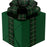 Green gift box with a plaid ribbon on a white background