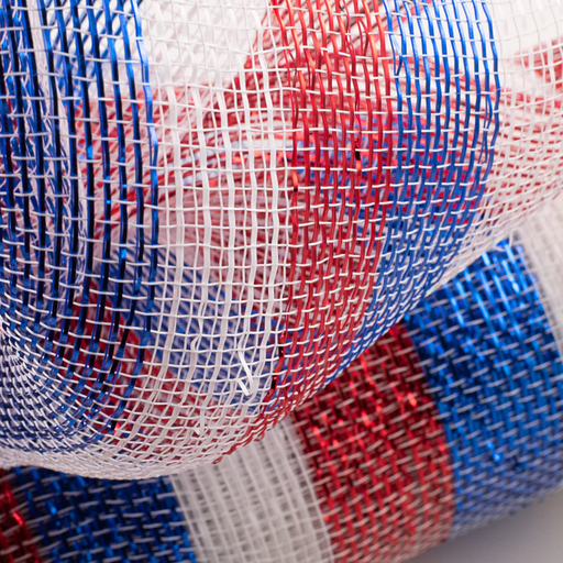 Red White Blue Stripe Deco Mesh - 10" x 10 Yards