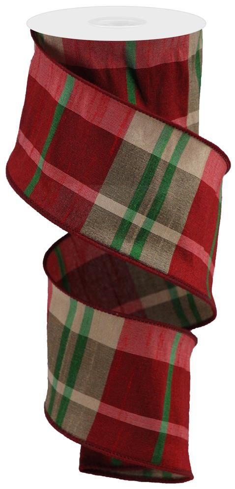 Vintage Plaid Wired Christmas Ribbon - 2 1/2" x 10 Yards