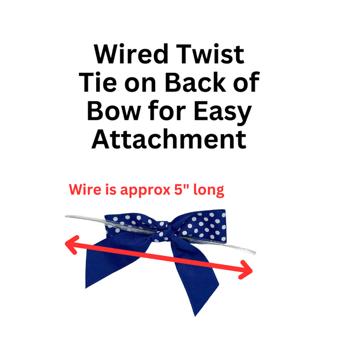 Royal Blue & White Polka Dots Pre-Tied Bows - 3" Wide, Set of 12, 4th of July, America 250 Anniversary, Father's Day, Grosgrain Ribbon, Police Support, Gift Basket, Party, Birthday, Veterans Day