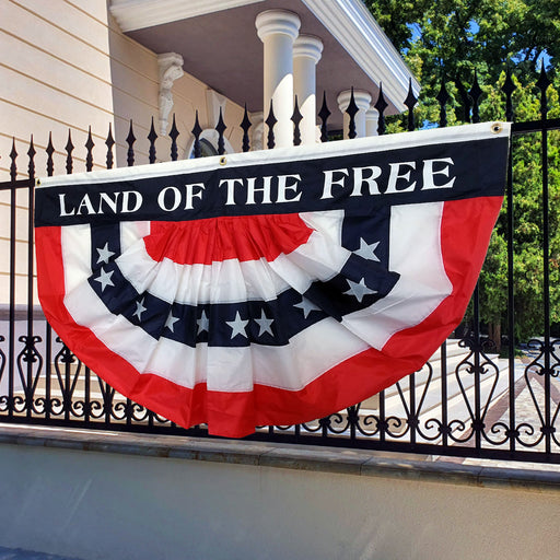 Land of the free patriotic  bunting pleated fan flag