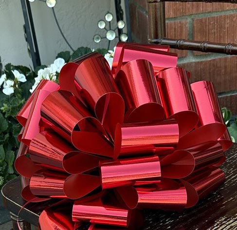 Large Metallic Red Gift Pull Bows - 14" Wide, Set of 6