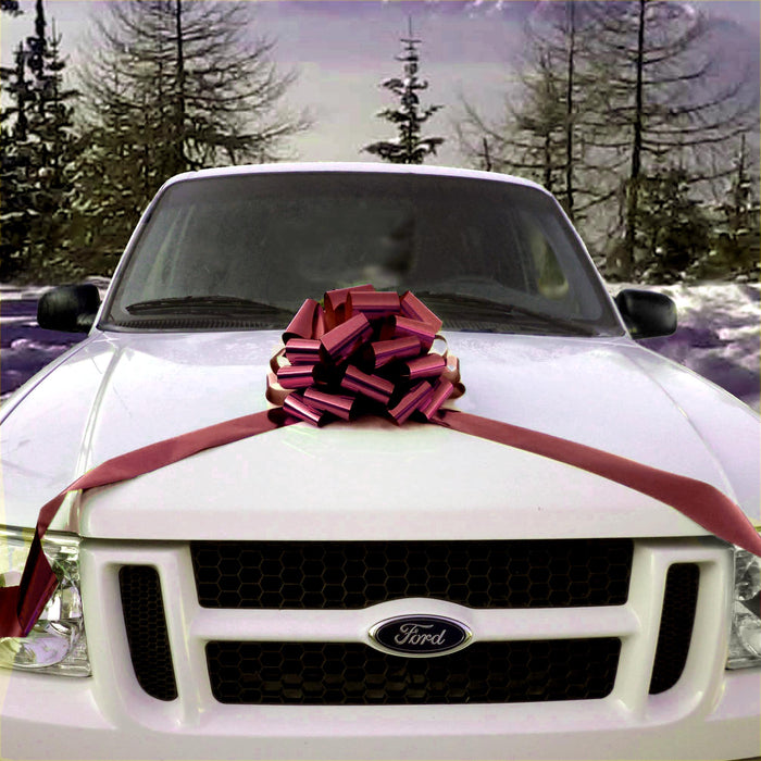14 inch car bow in metallic burgundy