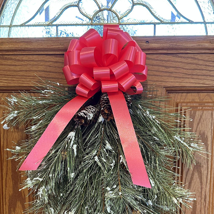 6 Coral 8" Pull Bows - Church Wedding Pew Decorations, Bridal Shower