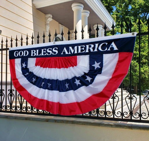 god bless america patriotic bunting pleated fan flag