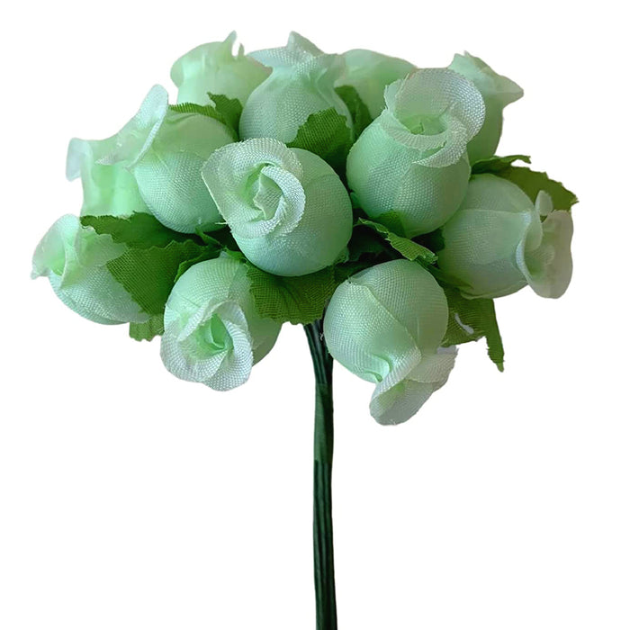 Mint Green Artificial Silk Flower Roses - 12 Mini Bouquets of 12 Rosebuds, 144 Rosebuds Total, St. Patrick's Day, St. Paddy's Day, Gift Wrapping, Wreaths, Bows, Present, Wedding, Reception, Wreath, Arts and Crafts