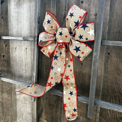 Decorative bow with red, white, and blue stars 