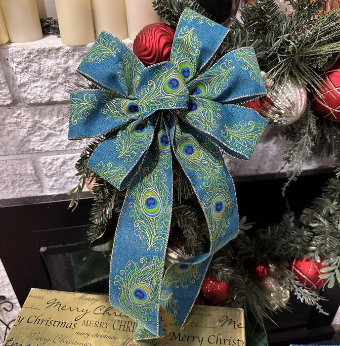 Green Gold Teal Christmas Bow